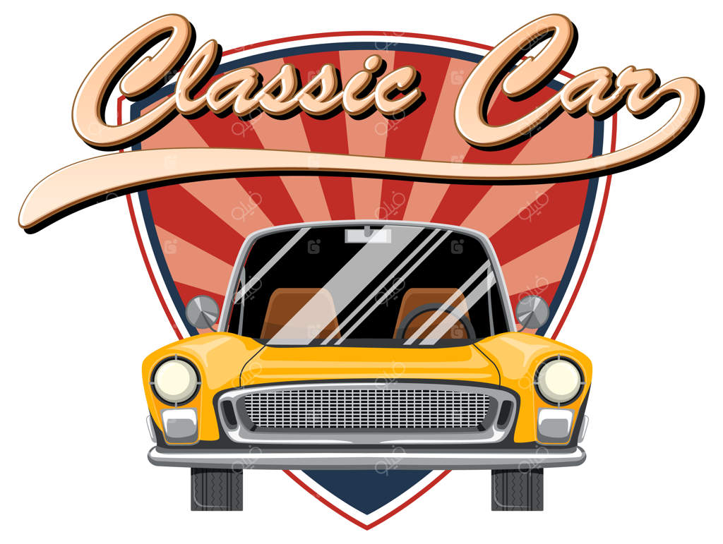 مفهوم خودروی کلاسیک با نمای جلوی خودروی قدیمی