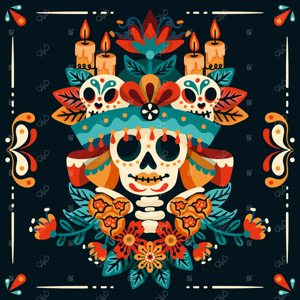 تصویرسازی دستی برای جشن روز مردگان