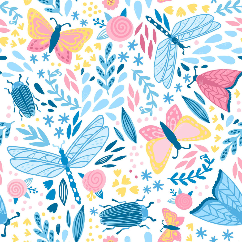 الگوی حشرات و گل‌ها