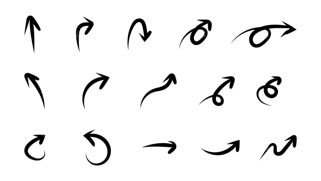 مجموعه فلش‌ها با سبک طراحی دستی و دوودل، روی زمینه سفید