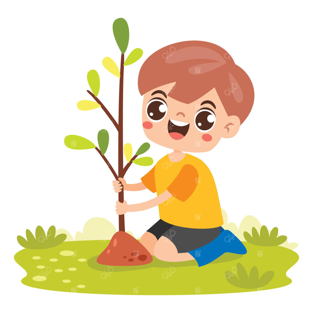 فعالیت شادی‌آفرین کاشت درخت توسط پسر جوان - وکتور حرفه‌ای