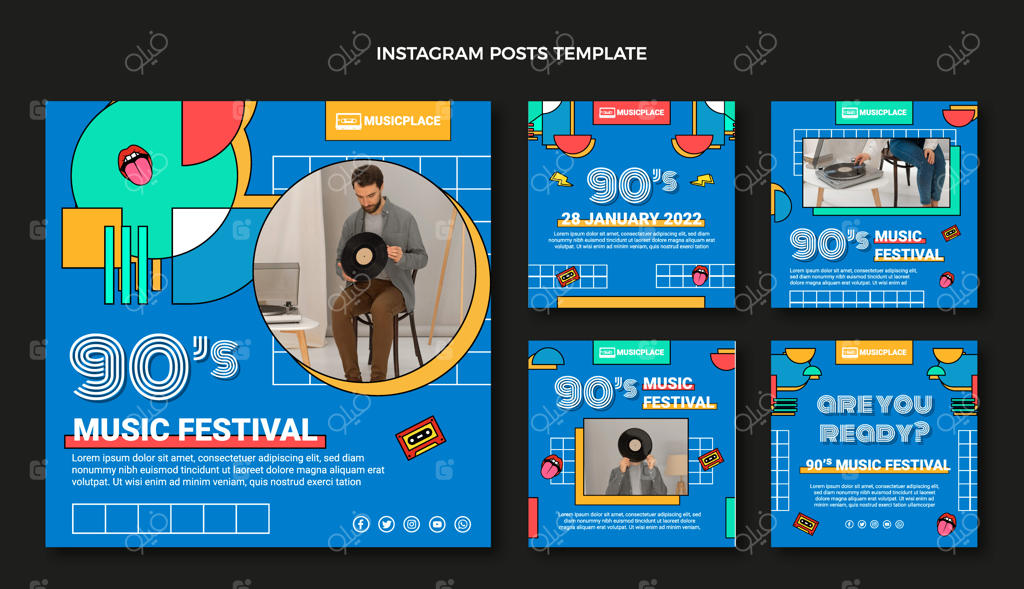 پست‌های اینستاگرامی جشنواره موسیقی نوستالژی دهه ۹۰ با طراحی ساده