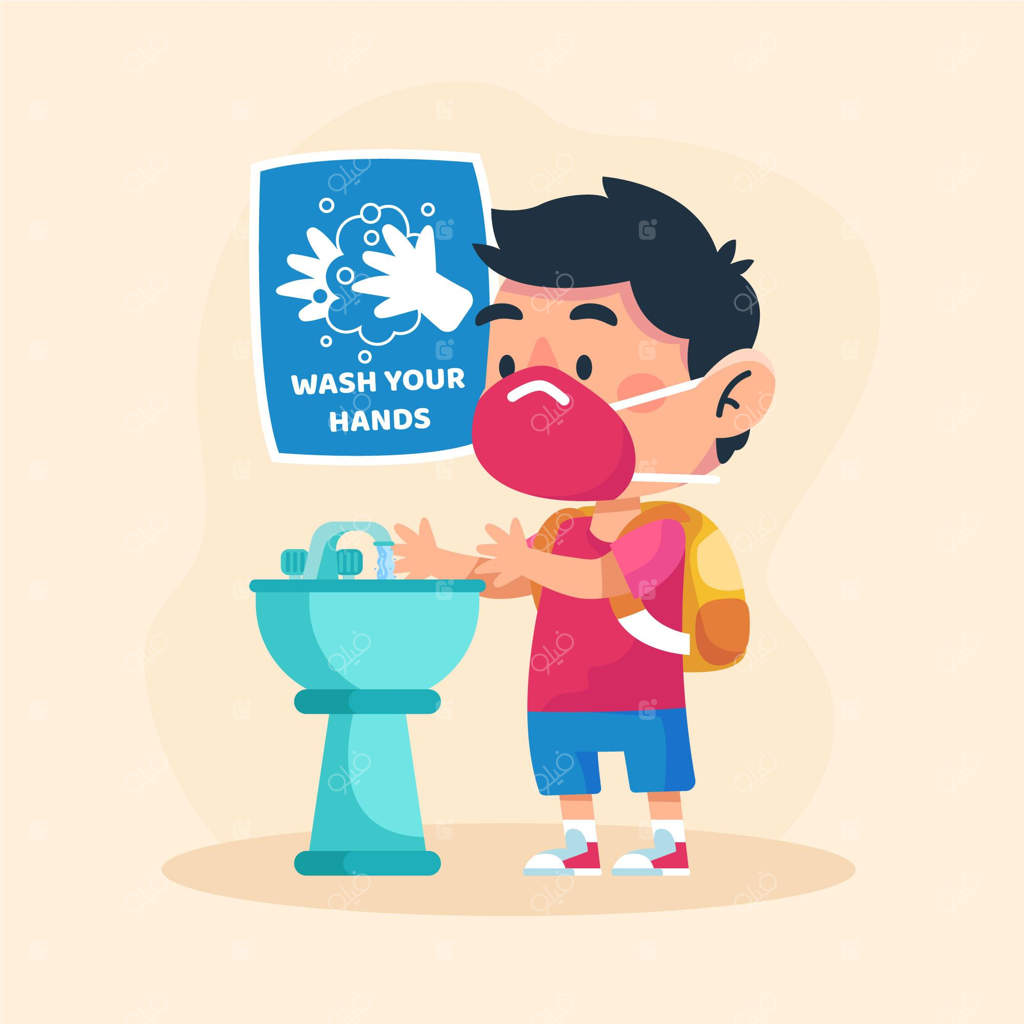 کودکان در حال شستشوی دست در مدرسه