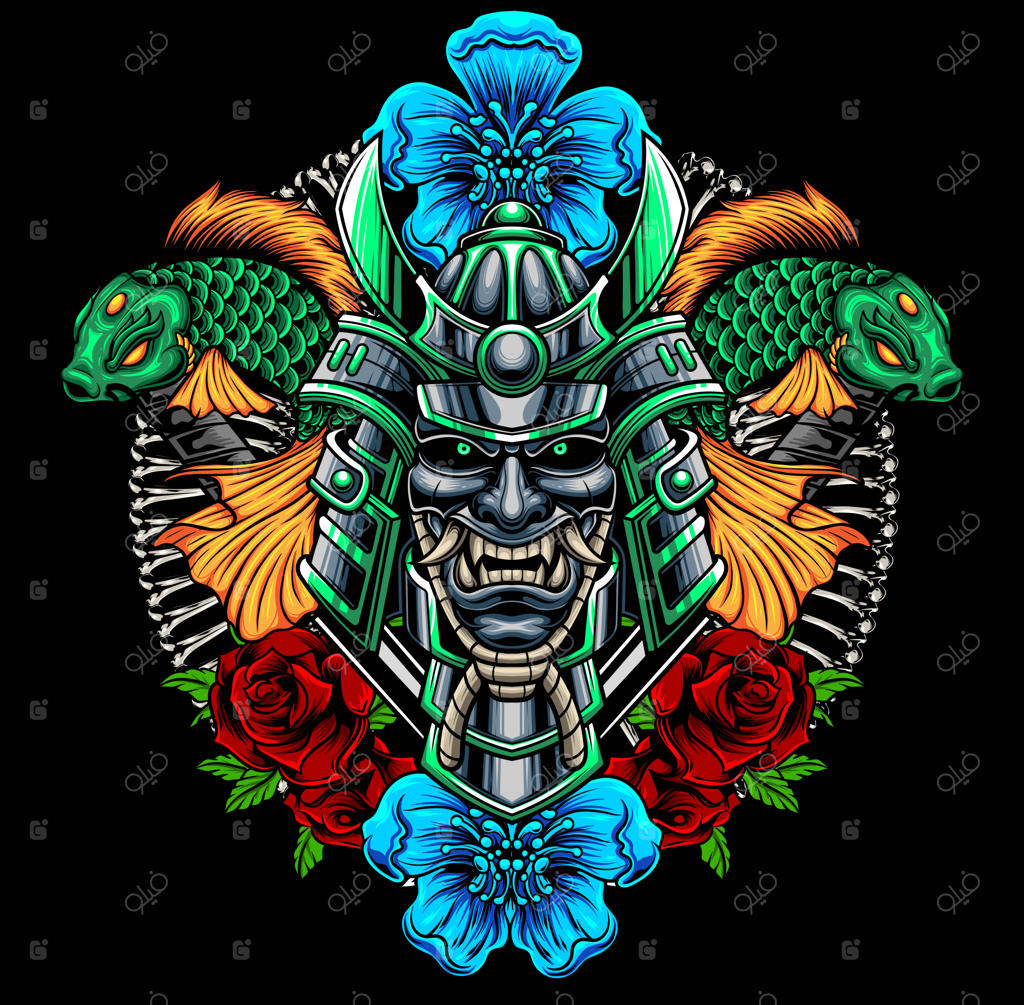 تصویرسازی وکتور از سامورایی رونین ژاپنی