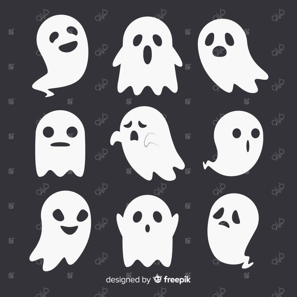 مجموعه دوست‌داشتنی ارواح هالووین با طراحی ساده و زیبا