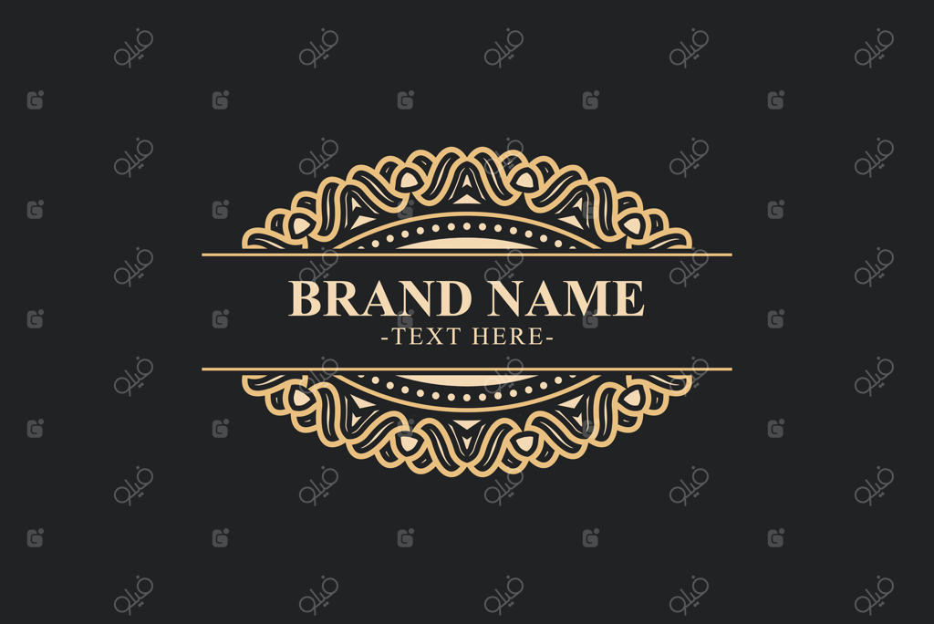 عنصر طراحی لوگوی لوکس با تزئینات قاب طلایی و شیک