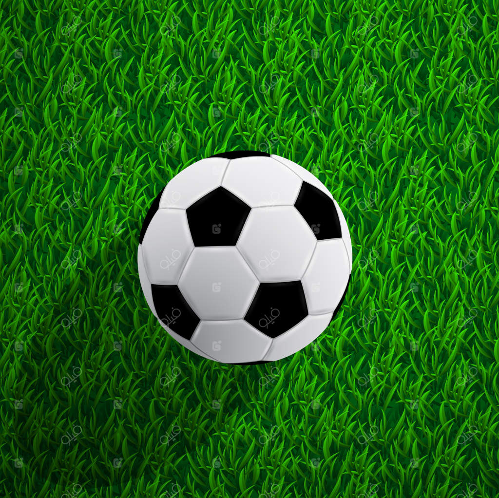 تصویر یک توپ فوتبال روی چمن، طرح‌نگاری