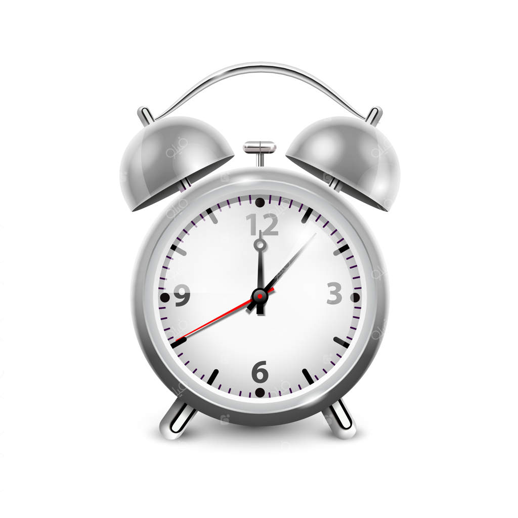 ساعت زنگ‌دار کلاسیک فلزی با دو ناقوس - تصویر وکتور واقعی در پس‌زمینه سفید