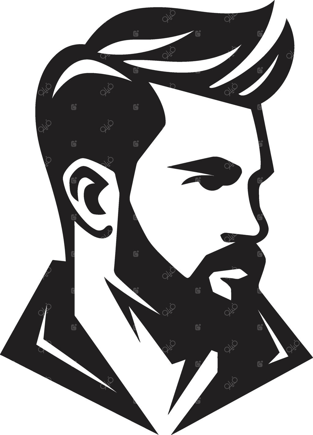 طراحی لوگوی چهره مردانه قدرتمند و مقاوم: لوگوی تأثیرگذار با ظرافت بی‌نظیر برای تصویرسازی هنری چهره مردانه در قالب برداری