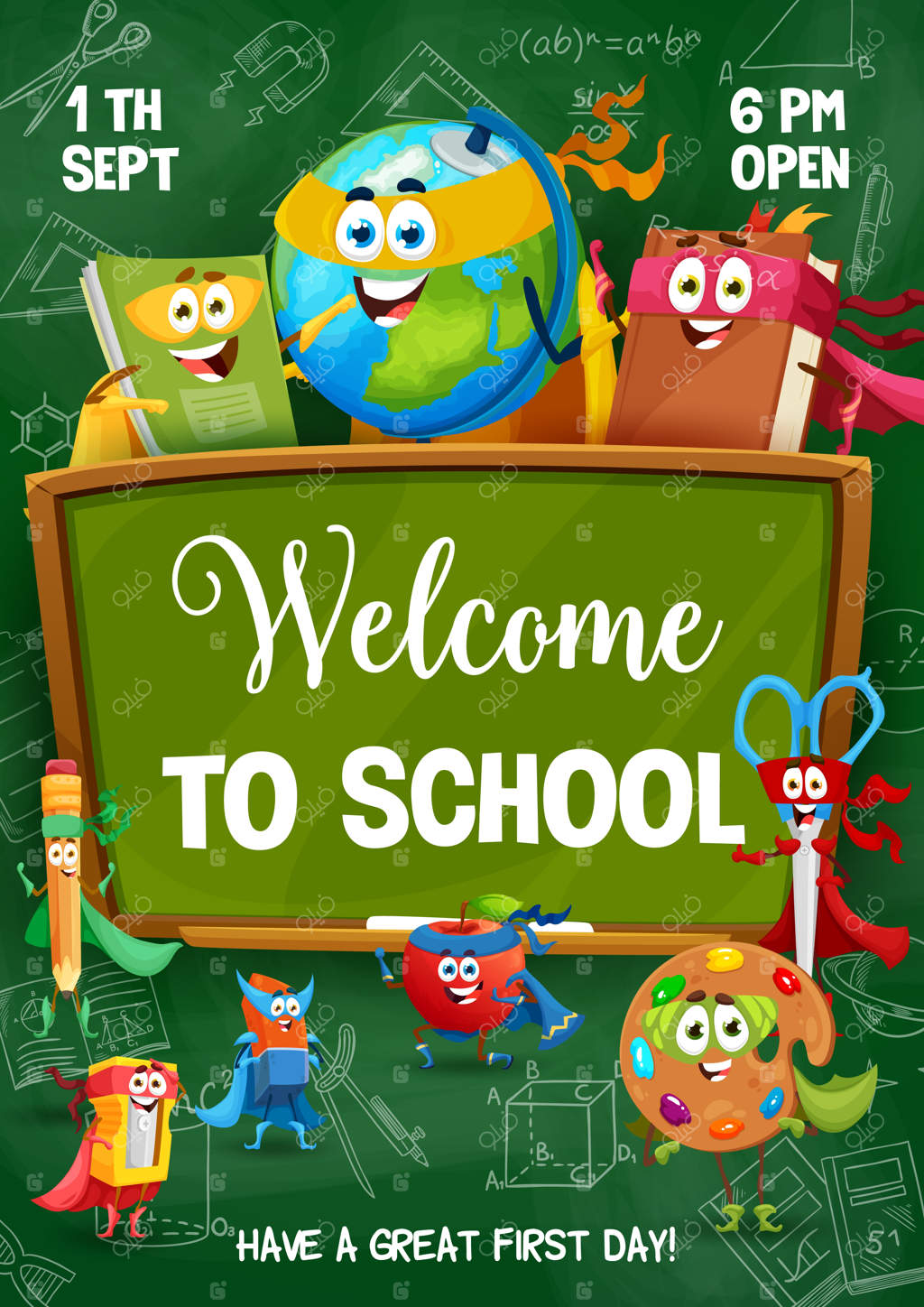 بروشور بازگشت به مدرسه با شخصیت‌های قهرمان مدرسه‌ای