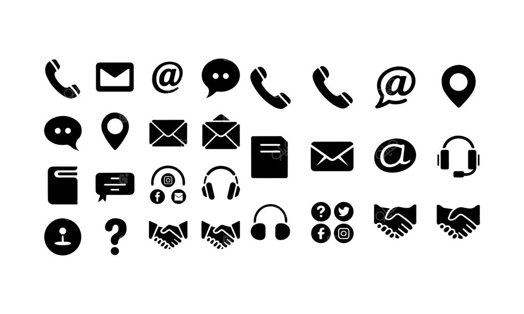 مجموعه آیکون‌های ارتباطات و تماس به سبک وکتور مشکی