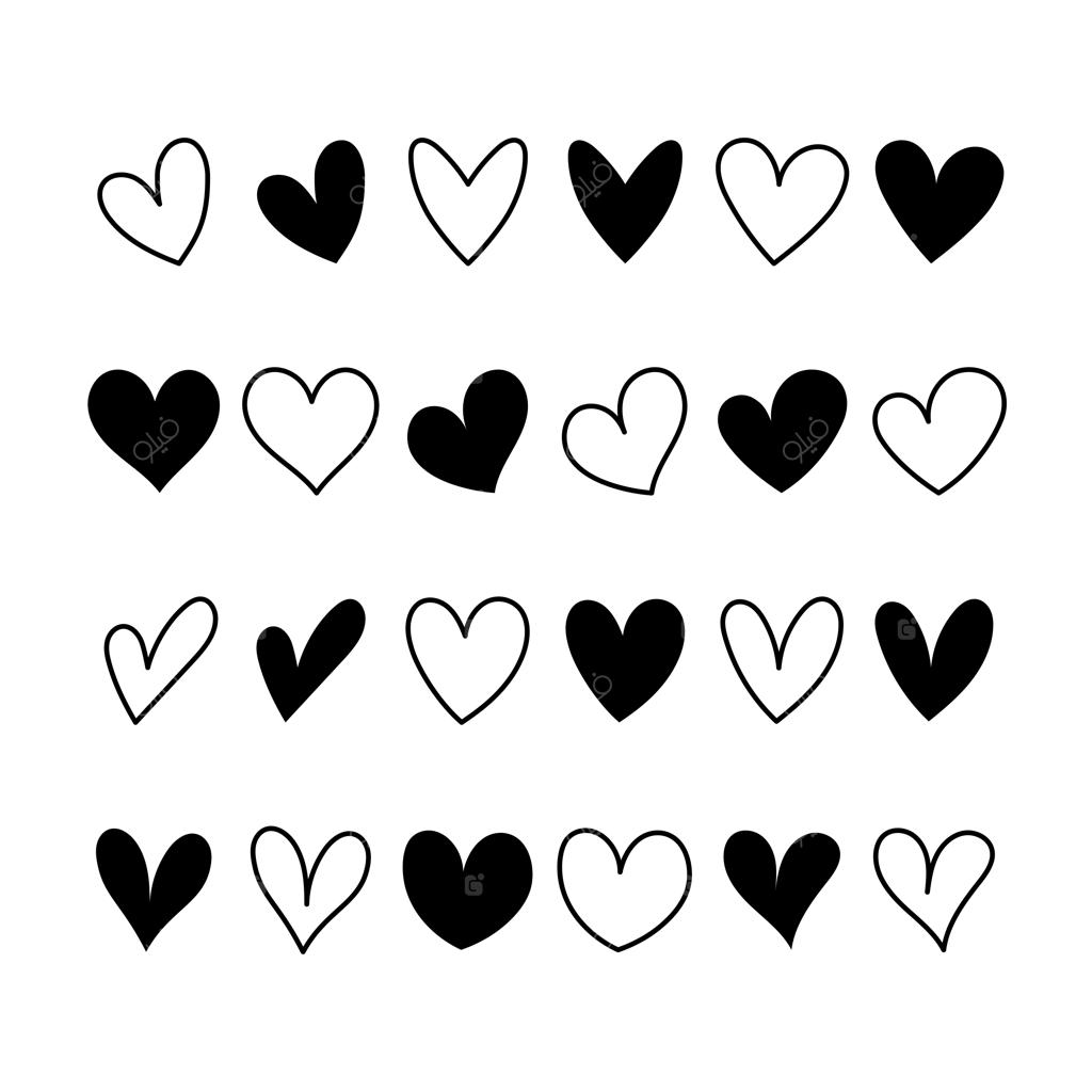 مجموعه بزرگ قلب‌های مشکی طرح دستی