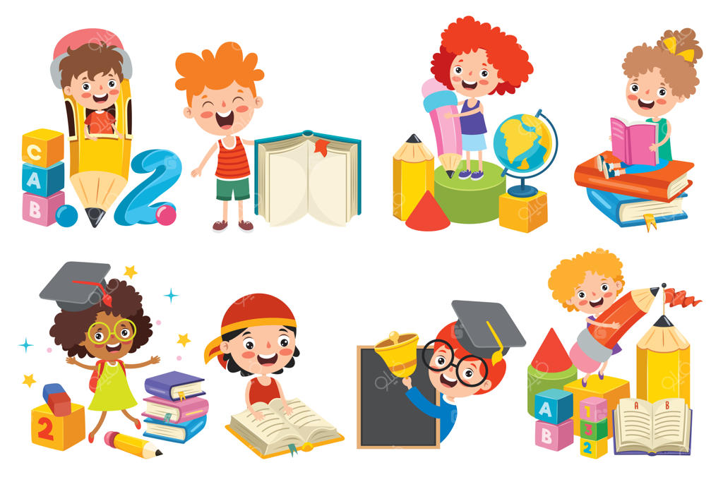 کودک شاد در حال درس خواندن و یادگیری