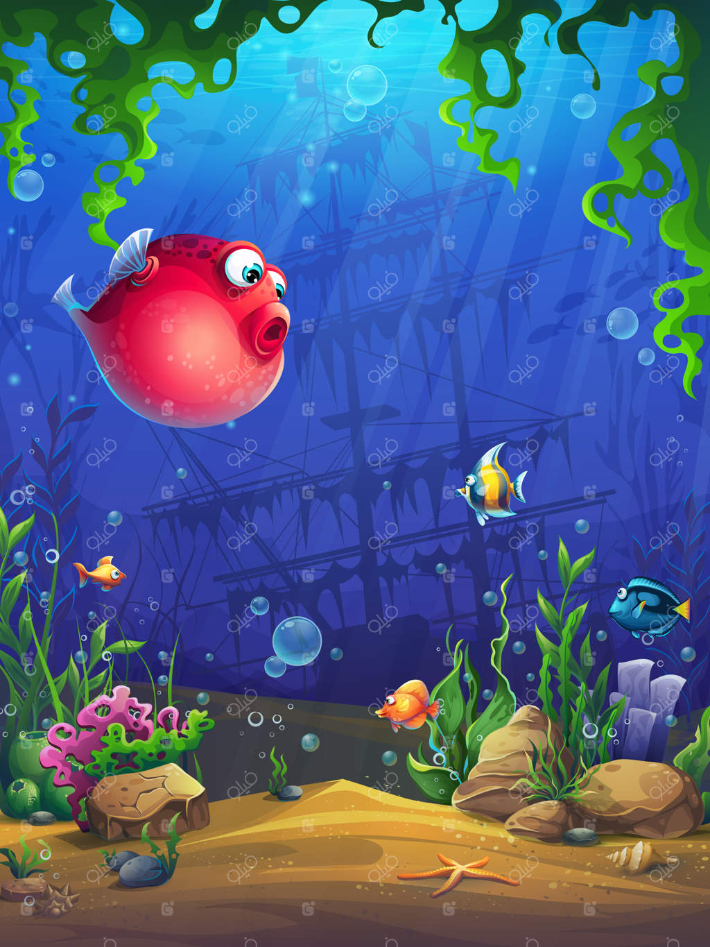 دنیای زیر آب با تصویر ماهی‌ها