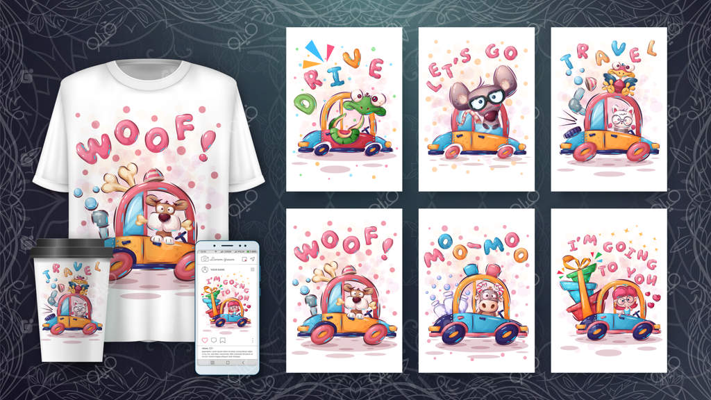 قرار دادن شخصیت کارتونی حیوان کودکانه در ماشین