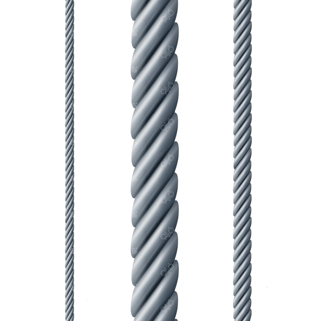 مجموعه‌ای واقعی و دقیق از طناب‌های فلزی سه‌بعدی متنوع - وکتور.