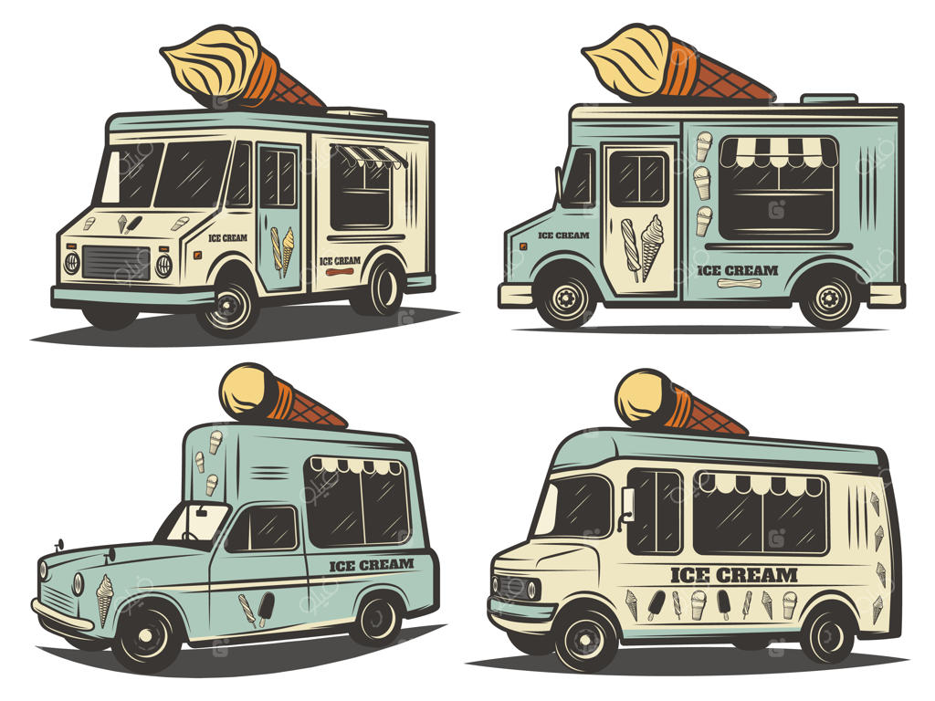 ست حمل و نقل بستنی به سبک رترو رنگارنگ