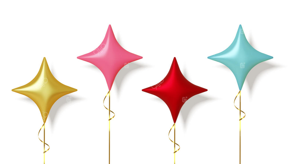 مجموعه‌ای از تصویرسازی واقعی بادکنک‌های رنگارنگ