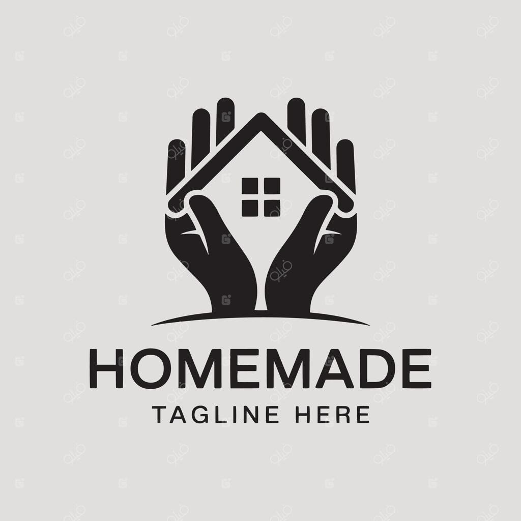 قالب طراحی لوگوی خلاقانه خانه و دست