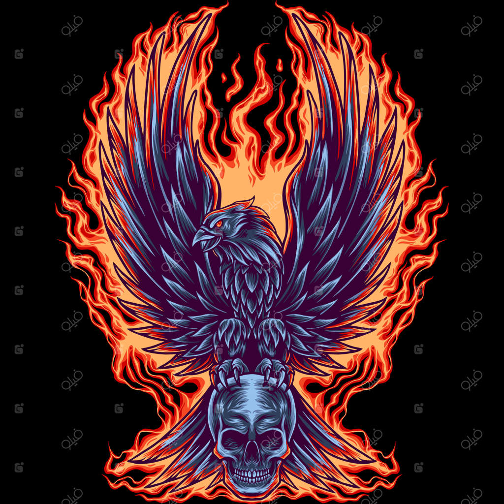 عقاب آتشین با جمجمه