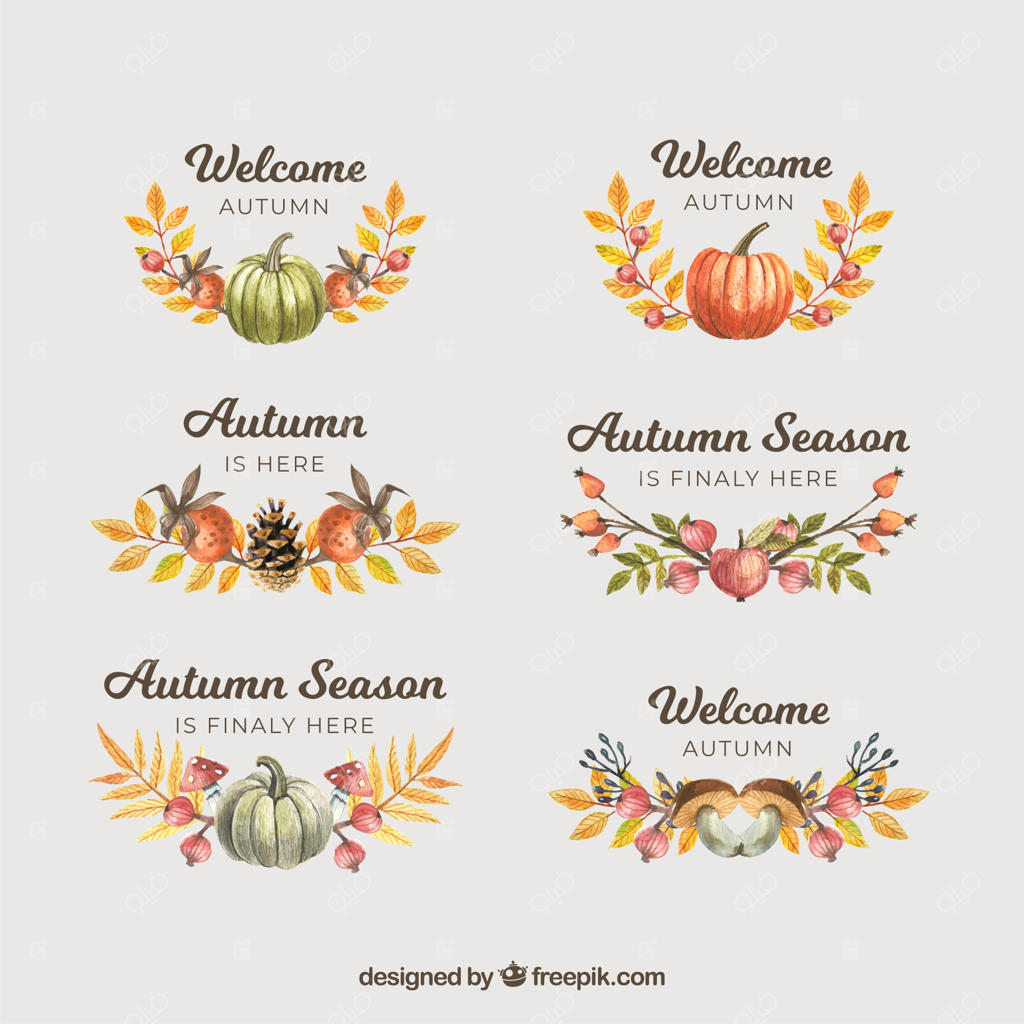 مجموعه برچسب‌های پاییزی با کدو تنبل