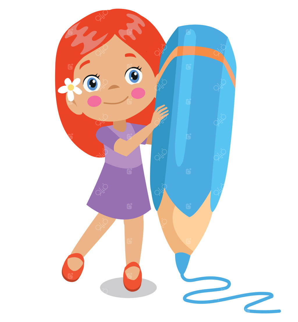 پسر بچه بامزه با مداد در دست