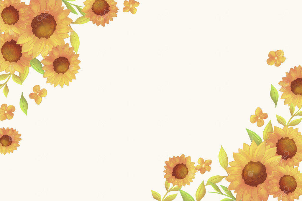 حاشیه گل آفتابگردان با آبرنگ دستی نقاشی شده