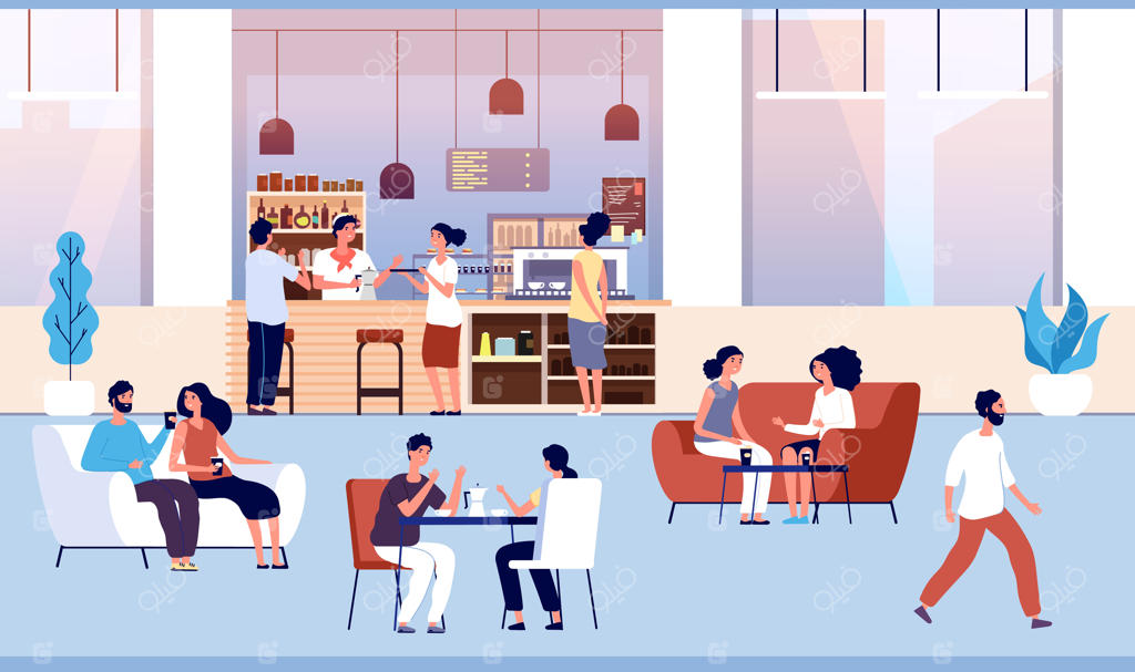 دوستان در کافه همراه با شیرینی قهوه می‌نوشند