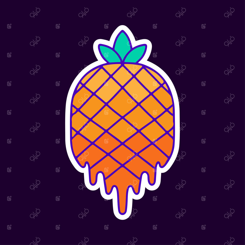کارتون آناناس آب شده، طرحی برای تیشرت، برچسب یا کالاهای پوشاکی.
