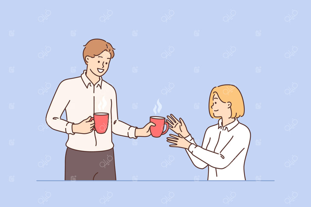 استراحت نوشیدن قهوه توسط کارمندان برای تجدید انرژی و دوری از کار