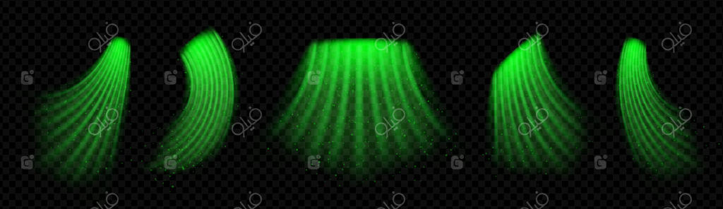 الگوهای نوری موج سبز استایلیزه برای طراحی گرافیک