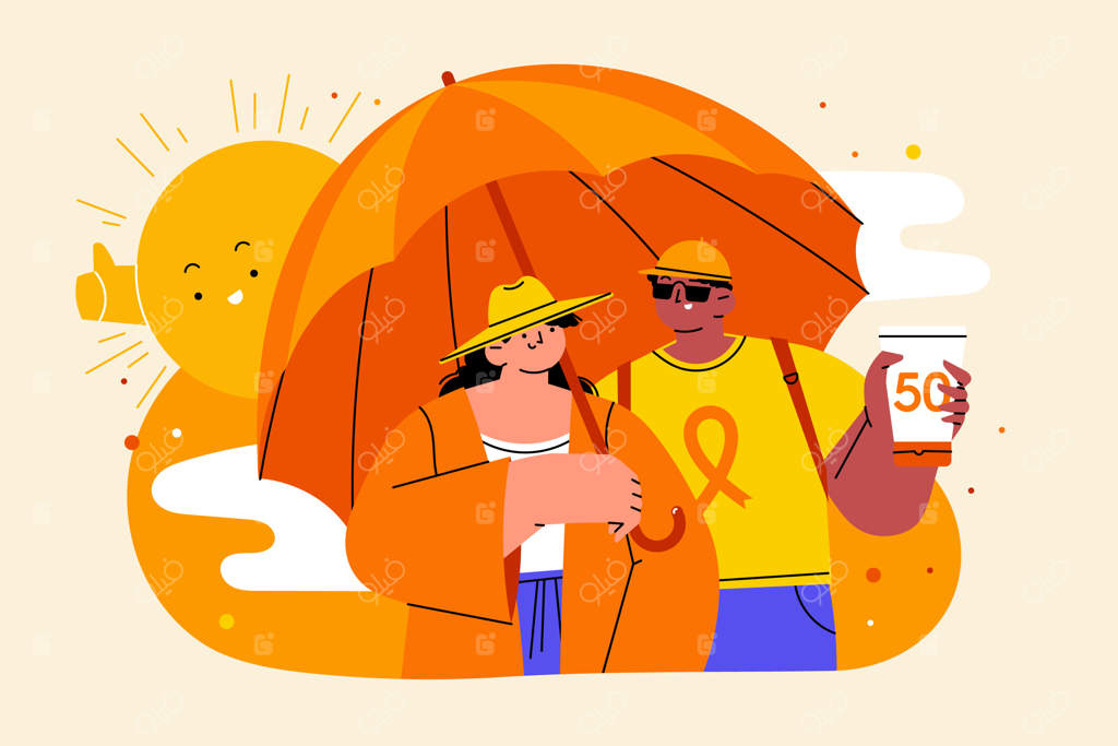 تصویر دست‌کشیده فلت دسامبر نارنجی