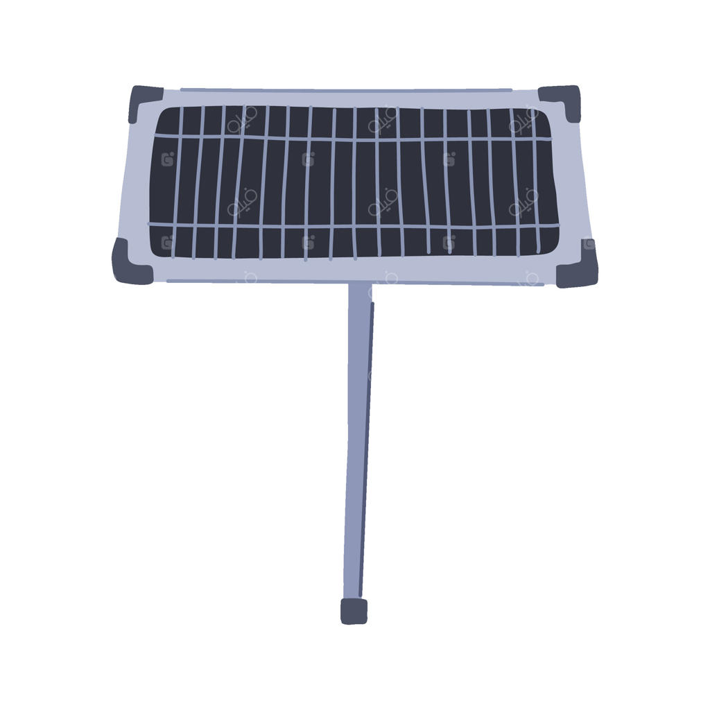 تصویر کارتونی پنل‌های خورشیدی در نور خورشید