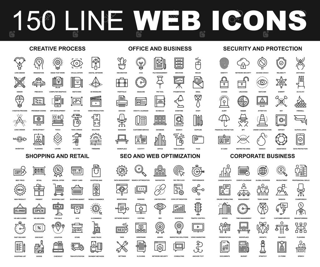 آیکون‌های خطی وب