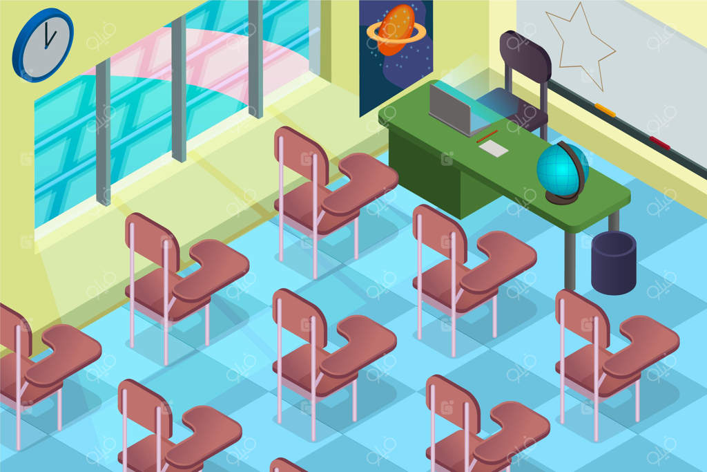 پس‌زمینه کلاس خالی برای ویدئو کنفرانس‌ها