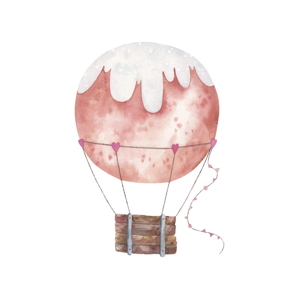 نقاشی آبرنگی بامزه از حمل و نقل با بالن هوای گرم برای کودکان