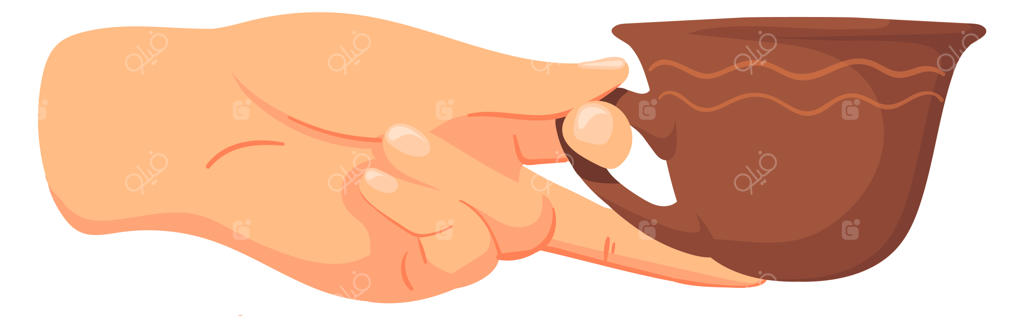 فنجان سرامیکی در دست - کارتون نوشیدنی داغ