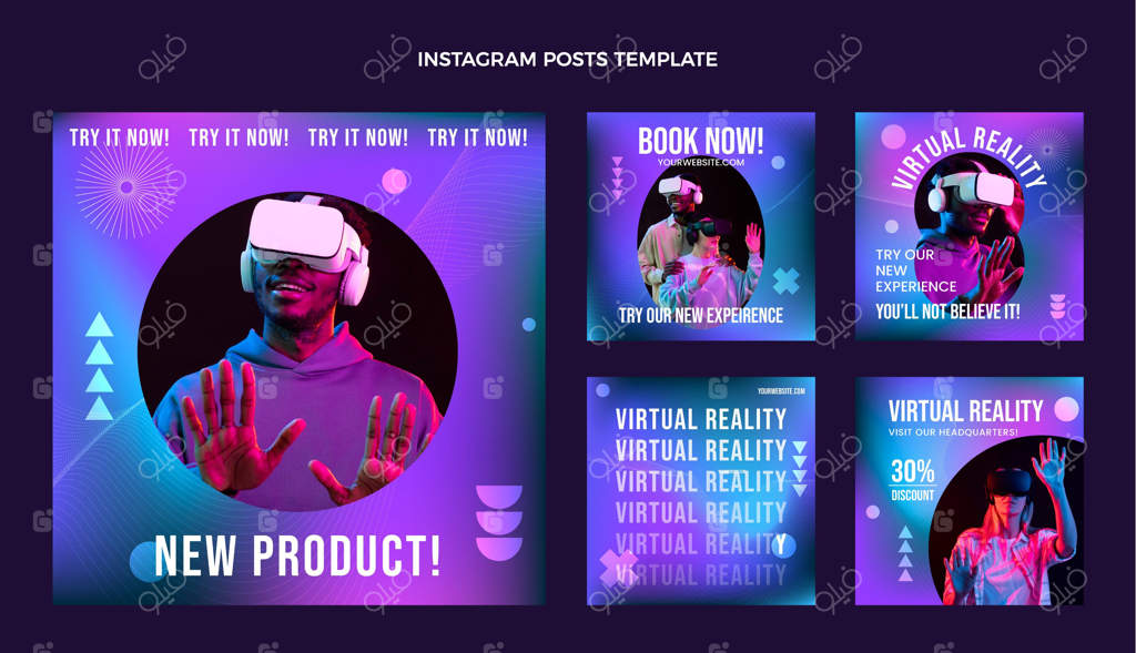 مجموعه پست‌های انتزاعی و تکنولوژی با طراحی سیال برای اینستاگرام