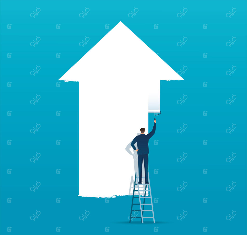 مفهوم کسب و کار با فلش‌های نقاشی شده توسط انسان