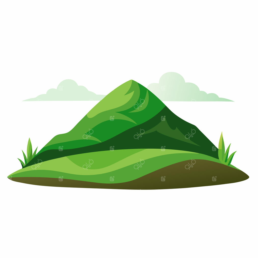 تصویرسازی وکتور کوه و تپه در پس‌زمینه سفید