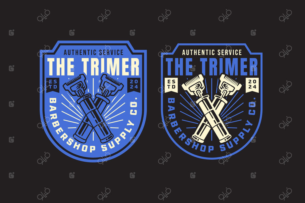 مجموعه طراحی لوگو با نماد کلاسیک ماشین اصلاح مدرن برای آرایشگاه، سالن، کوتاهی مو، اصلاح، آرایشگری، هیپستر، جنتلمن و زیبایی. لوگو و نشان تجهیزات آرایشگری با سبک قدیمی