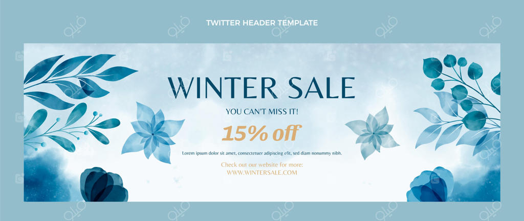 تصویر هدر توییتر با طرح آبرنگی زمستانی