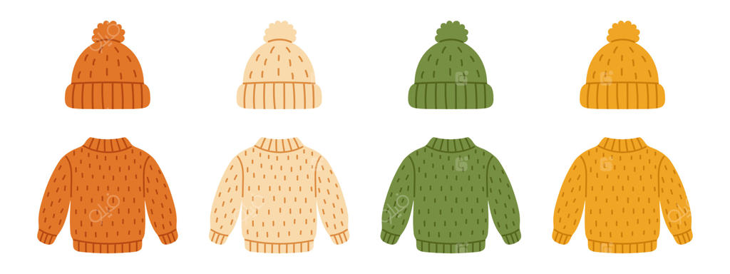 کلاه و پلیورهای زمستانی رنگارنگ بچگانه