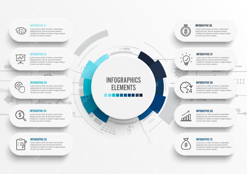 قالب اینفوگرافیک با برچسب کاغذی سه بعدی