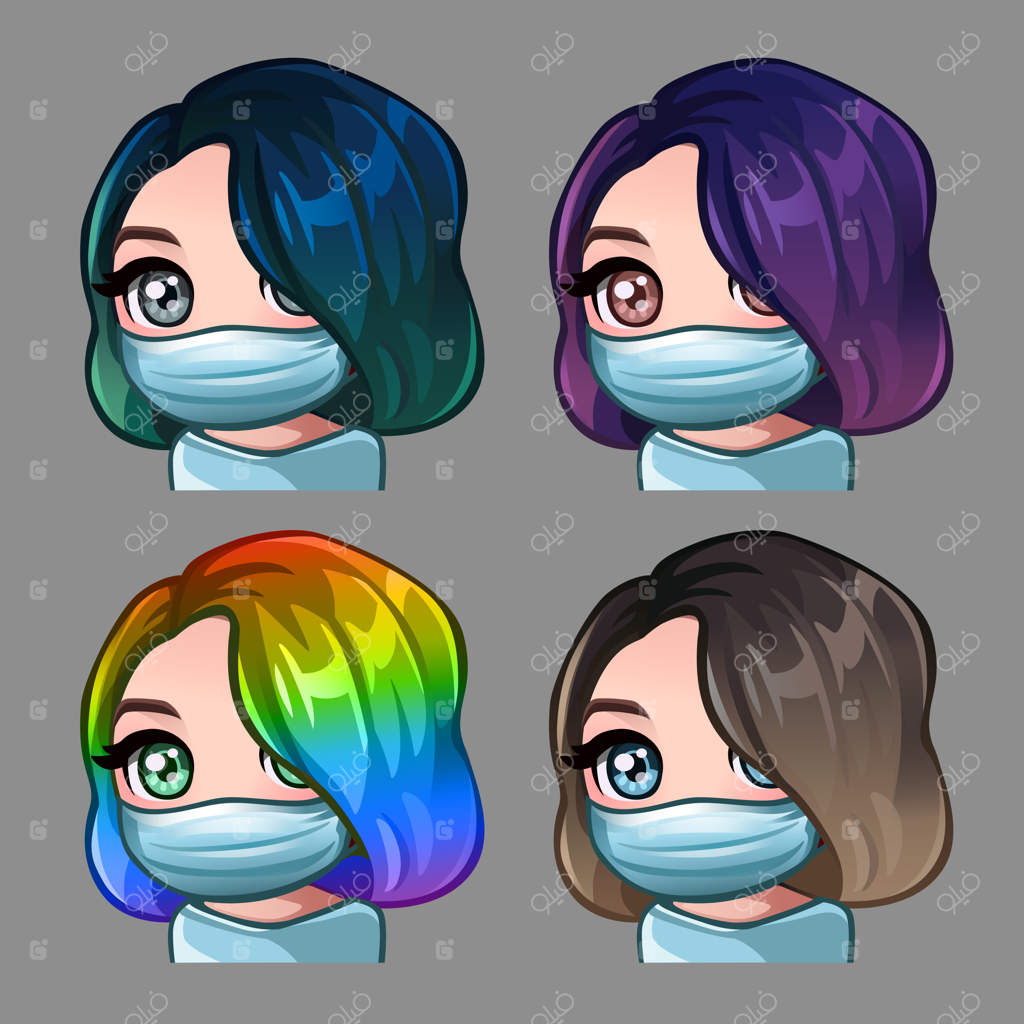 زنان با موی کوتاه و ماسک پزشکی