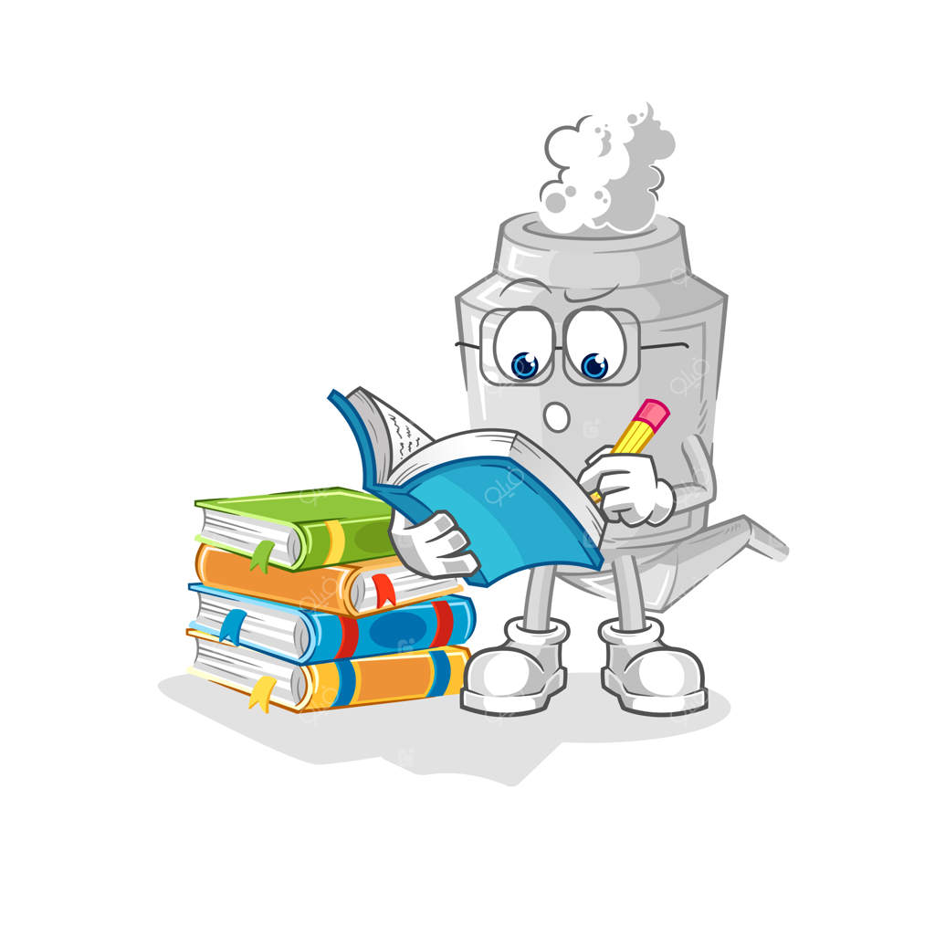 خسته از مطالعه وکتور کارتونی ماسکات