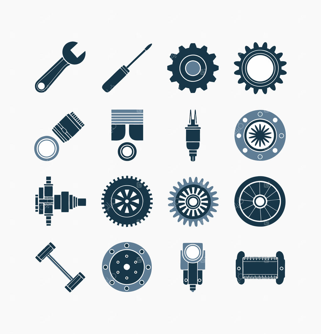 تصویرسازی نماد و آیکون‌های مهندسی مکانیک