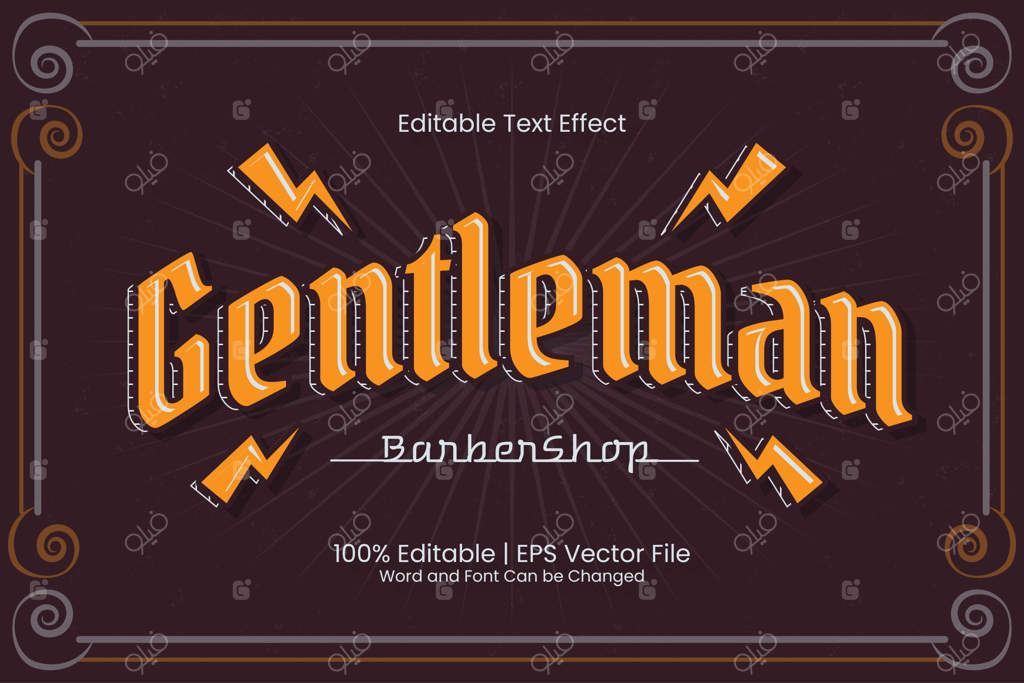 افکت متنی قابل ویرایش آرایشگاه مردانه به سبک رetro vintage