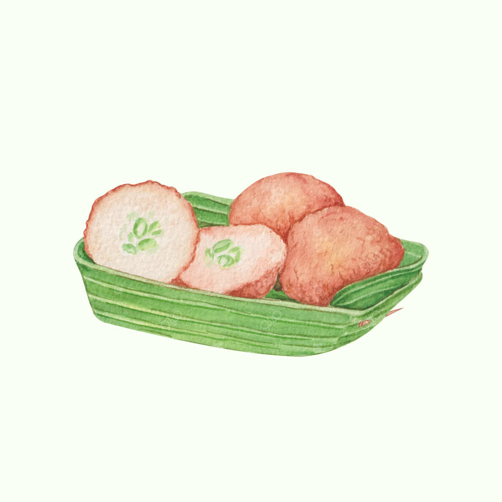 پنکیک‌های نارگیلی تایلندی با آبرنگ دستی نقاشی شده‌اند