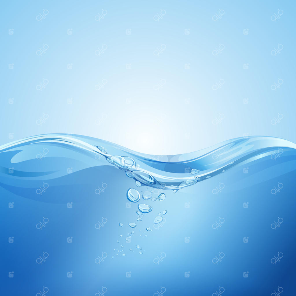 آب آبی مواج و واقعی با حباب‌های هوا